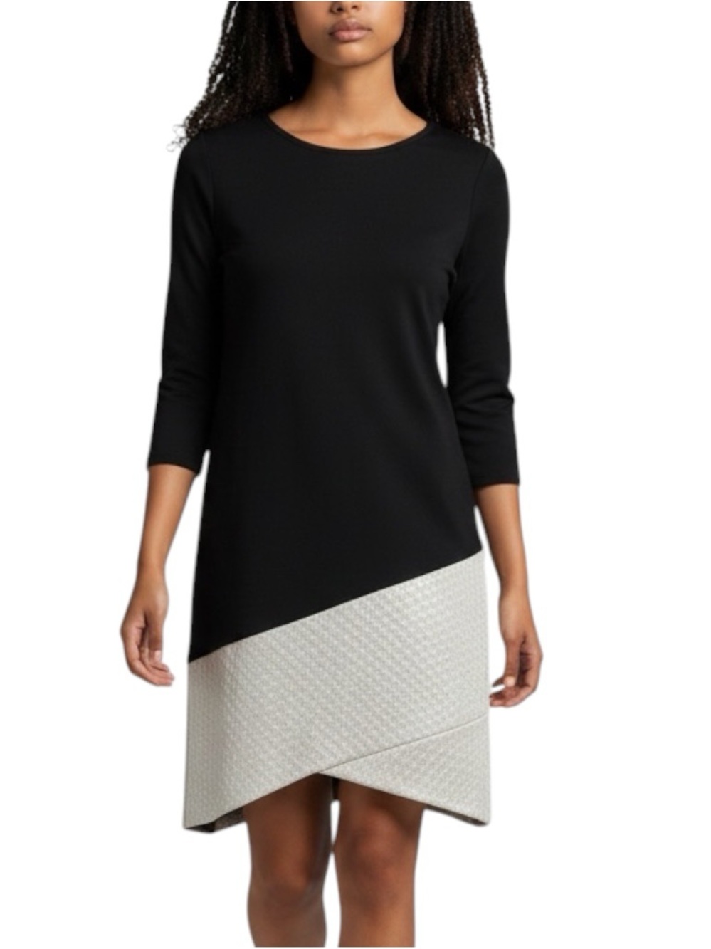 MSK Black Cream ColorBlocked Dress Size M OfficeCore Career